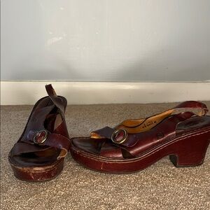 Born Brown Leather Platform Shoes